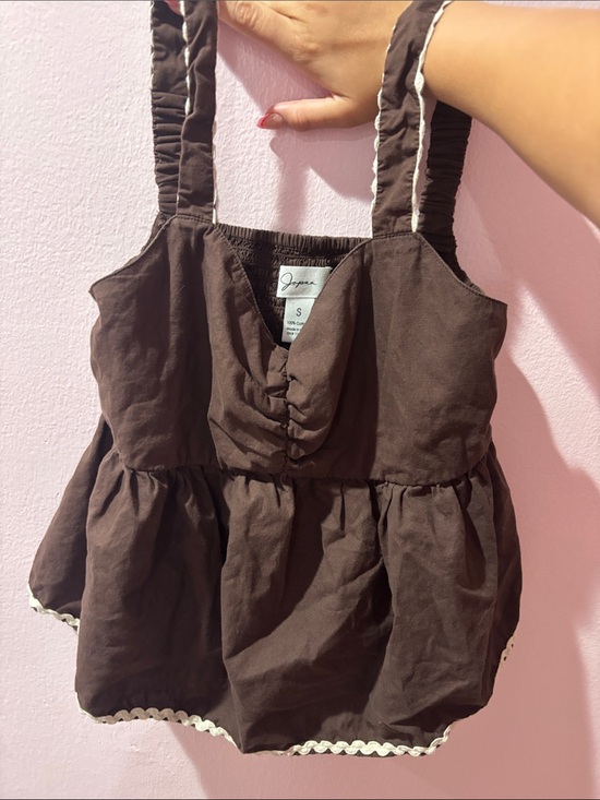 Jopna Tops - Joppa Brown tank top with white lace